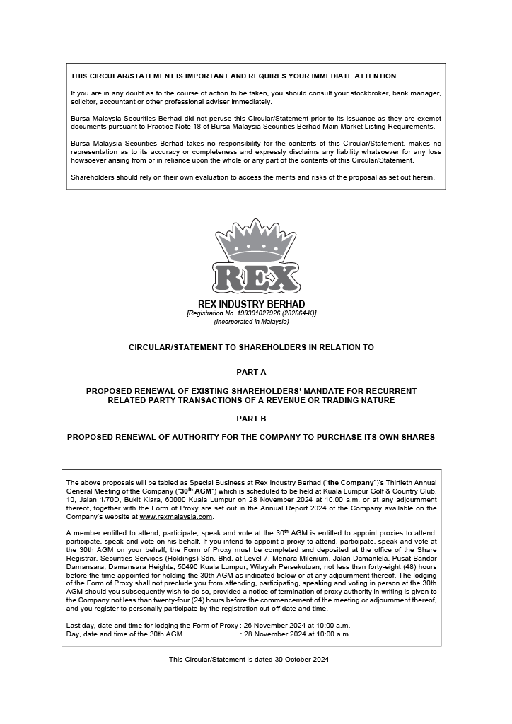 Statement and Circular to Shareholders 2024 cover
